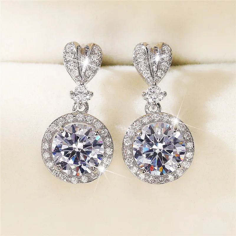 Huitan Women's CZ Geometric Dangle Earrings – Silver Tone Dangle Earrings Axl E797