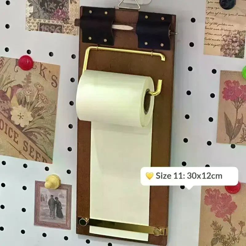 Vintage Wooden Clipboard & Kraft Paper Roll Notebook Set Clipboard Notebook Set Axl