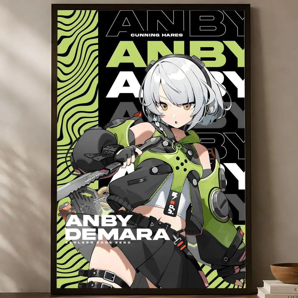Zenless Zone Zero Self-Stick HD Wall Poster – Waterproof Wall Art Poster Axl White03 50X70cmNoframe
