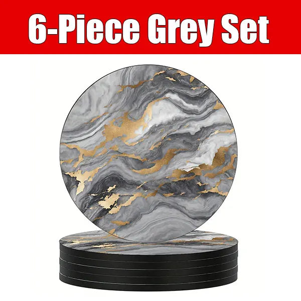 Non-Slip Absorbent Rubber Drink Coasters – Set of 6 Drink Coasters Set Axl Grey