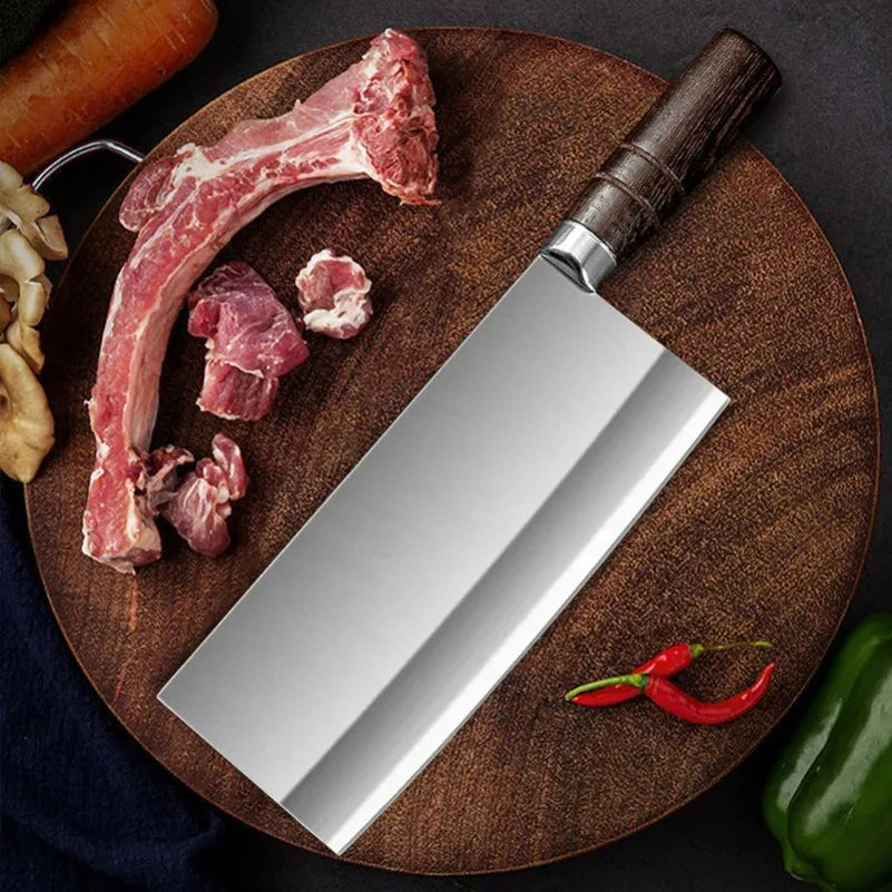 InLeung Chef Cleaver Knife – Sharp Stainless Steel & Wood Handle Chef Cleaver Knife Axl