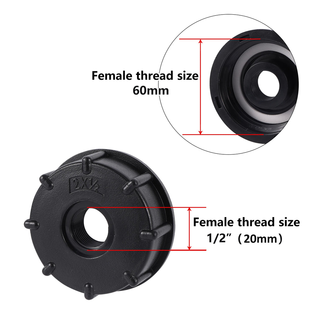 IBC Tank Adapter S60 – 1/2" 3/4" 1" Female Thread Fitting IBC Tank Fitting Axl 1I2 Black