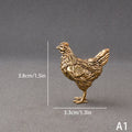 Solid Brass Rooster & Hen Mini Statue – Copper Desk Ornament Miniature Figurine Axl A1