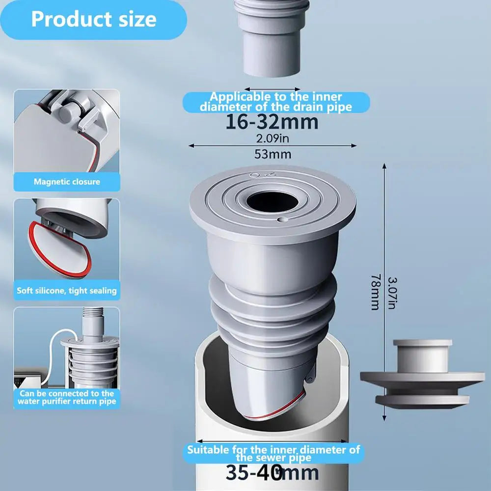 Silicone Drain Seal Ring – Anti-Odor Sink & Floor Pipe Plug Drain Seal Plug Axl 35 to 40mm