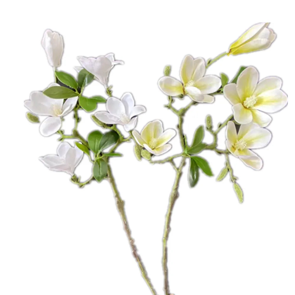 Artificial Magnolia Flower Branch – 5 Heads Real Touch Stem Artificial Flower Branch Axl