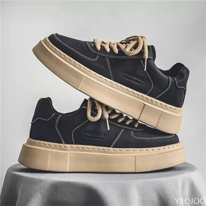 YBQJOO Men's Casual Board Shoes – Trendy Lace-Up Sneakers Casual Board Shoes Axl