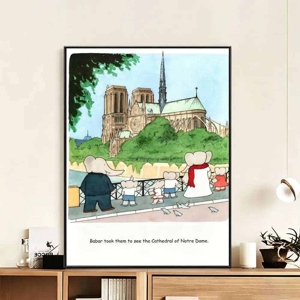 Babar Cartoon HD Art Poster – Waterproof Sticky Wall Decor Wall Art Poster Axl
