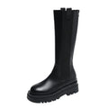 Women's Knee-High Chunky Platform Boots | PU Leather Zip Knee-High Platform Boots Axl black 35
