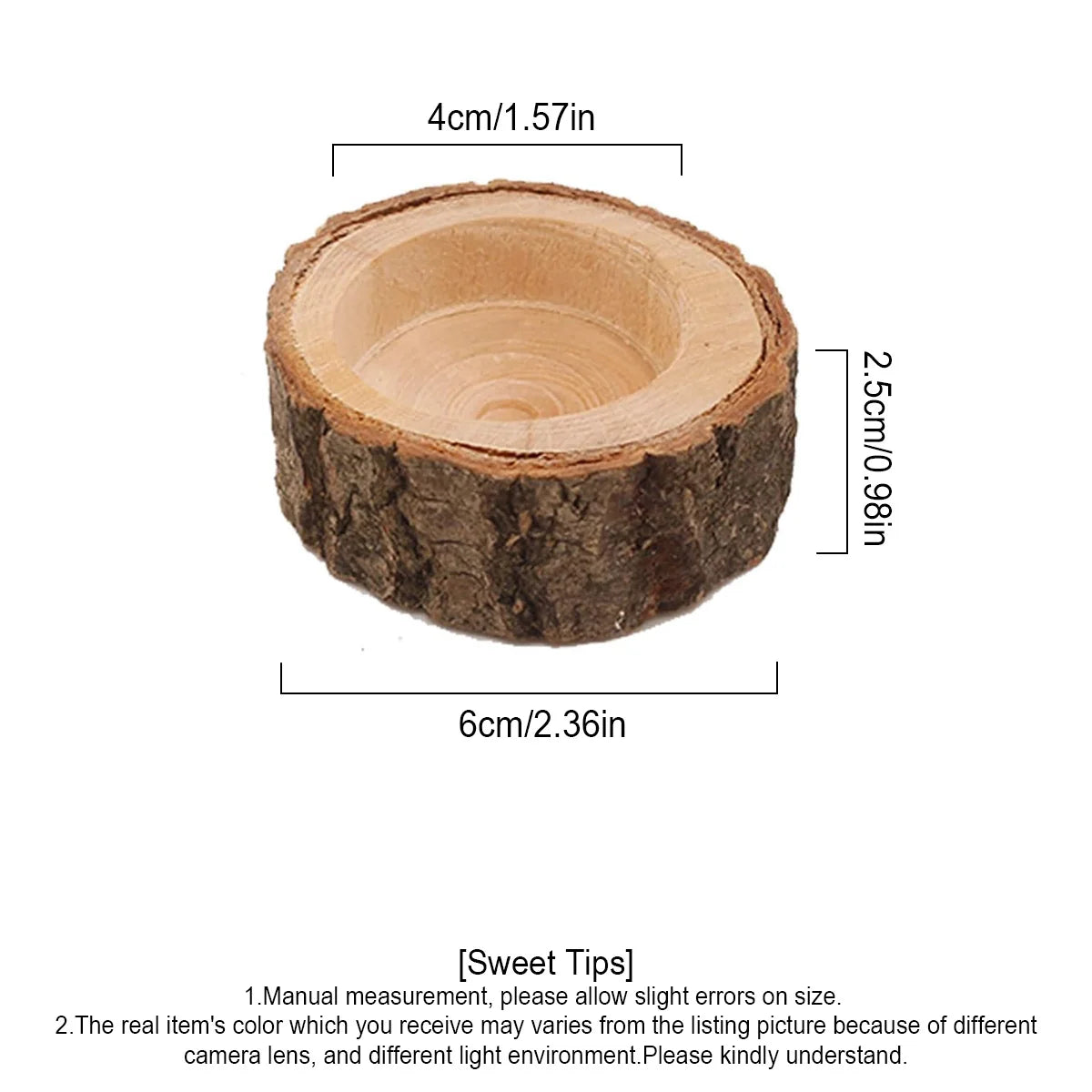 6-Pack Vintage Wooden Tealight Candle Holders – Rustic Décor Candle Holder Set Axl