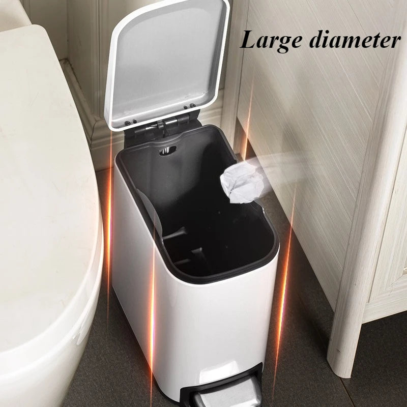 Nordic Stainless Steel Pedal Trash Can with Lid – 6L Square Pedal Trash Can Axl