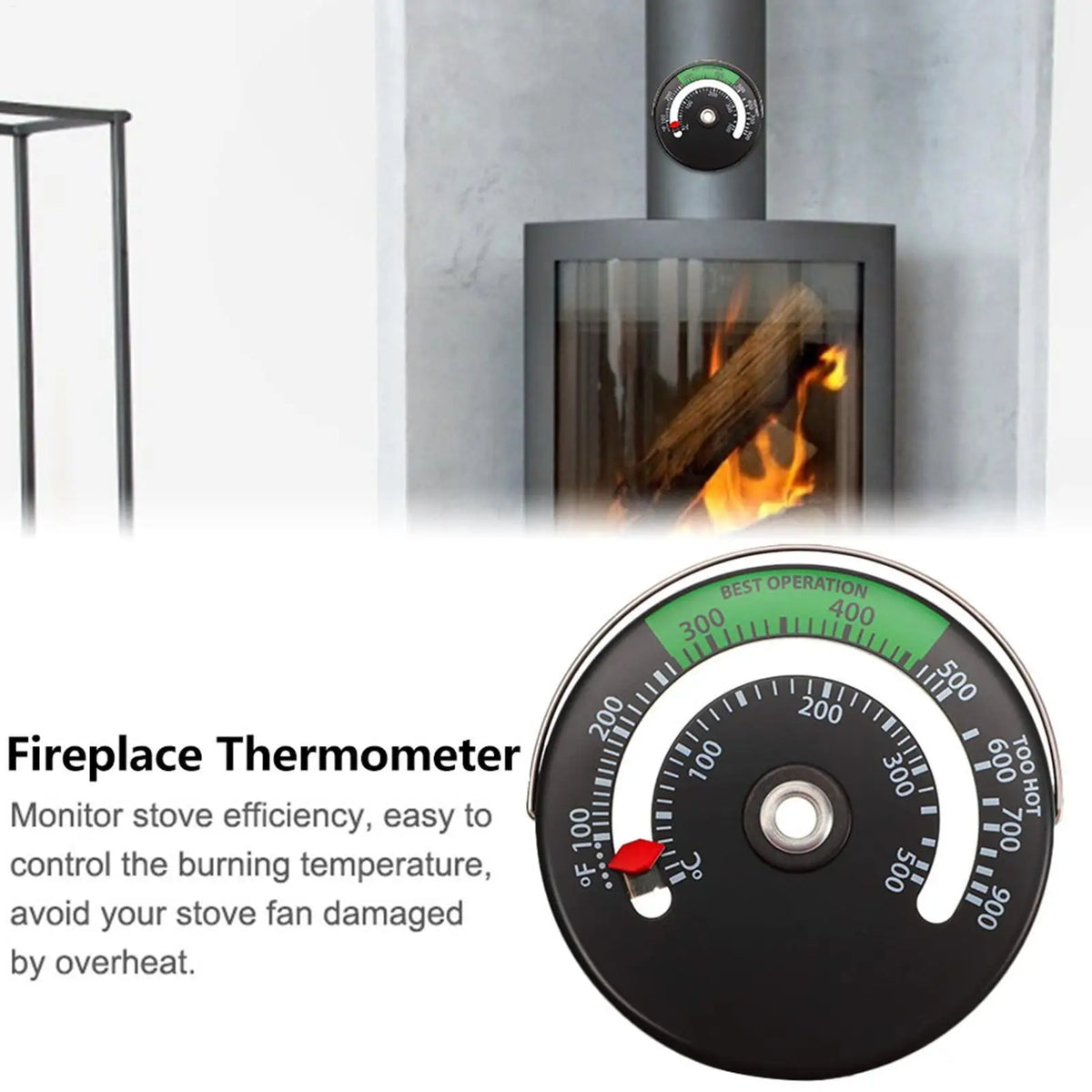 Magnetic Stove Pipe Thermometer for Wood Burning Stoves Stove Thermometer Axl