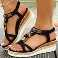 Women's Bohemian Wedge Sandals – Summer Platform Heels Wedge Sandals Axl Black1 40