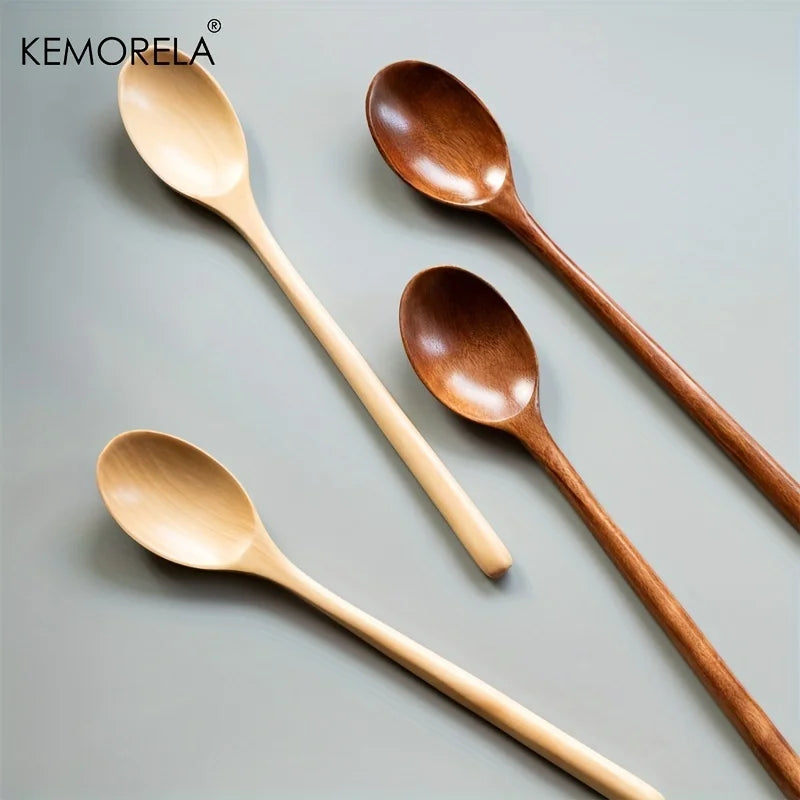 4-Piece Korean Style Natural Wood Spoon Set | Kitchen Tableware Wood Kitchen Spoons Axl
