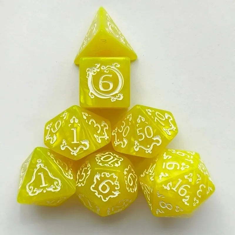 Dragon Polyhedral Dice Set – D&D TRPG Board Game Gift Polyhedral Dice Set Axl yellowA-1set