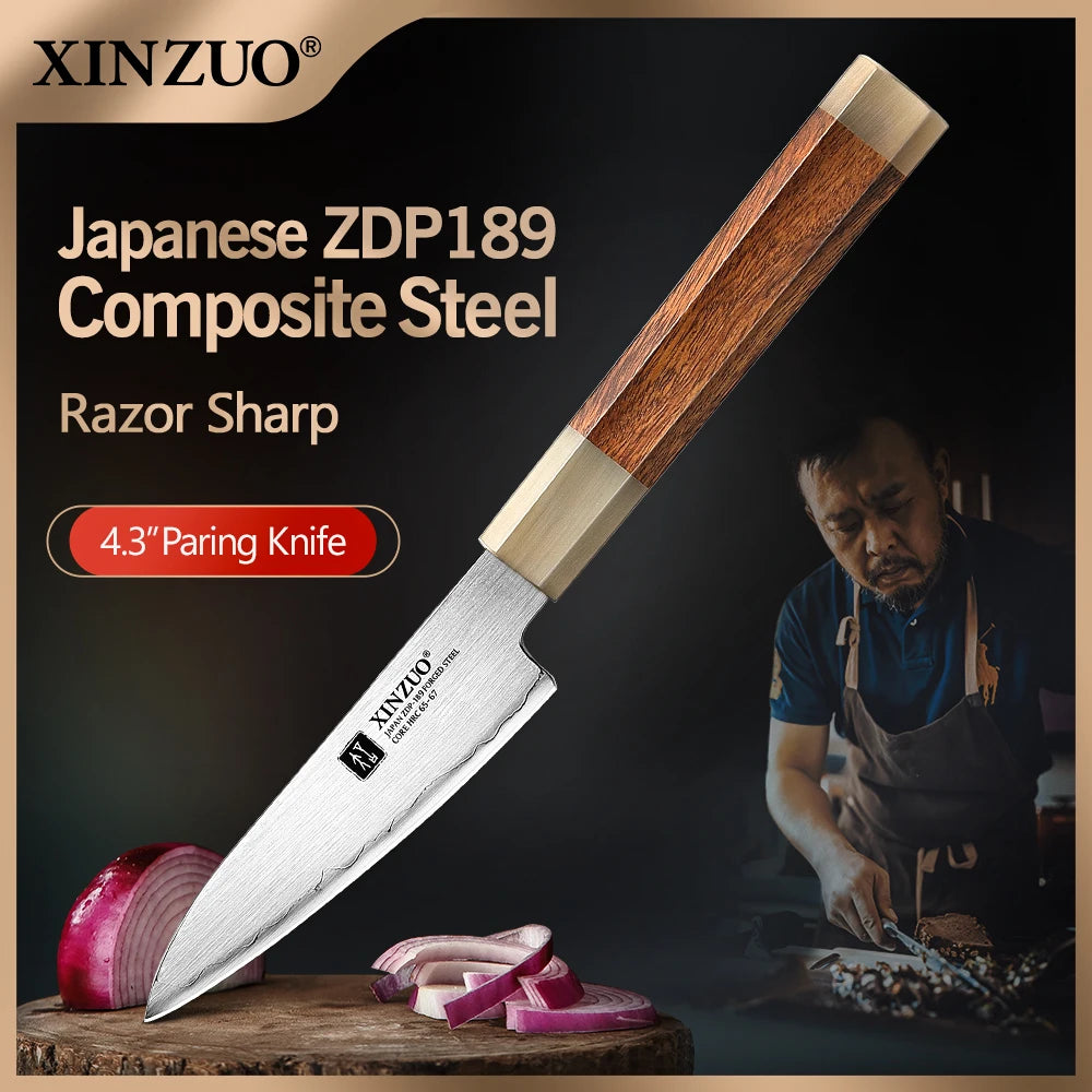 XINZUO 4.3" Paring Knife ZDP-189 Steel & Desert Ironwood Handle Paring Knife Axl