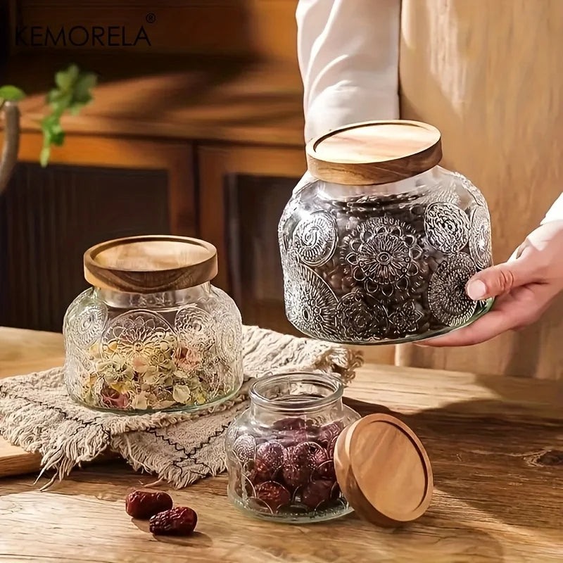 Retro Crabapple Airtight Glass Storage Jars | 1 or 3 Pcs Set Glass Storage Jars Axl