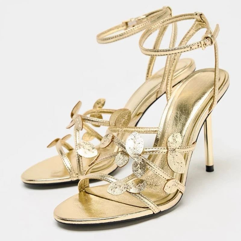 Women's Gold High Heel Ankle Strap Sandals | Open Toe Party High Heel Sandals Axl gold 41