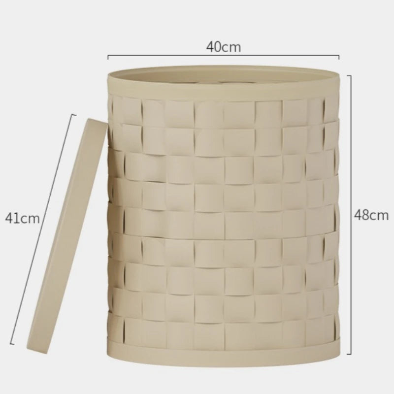 Leather Storage Basket with Lid | Decorative Laundry Organizer Storage Basket Axl White