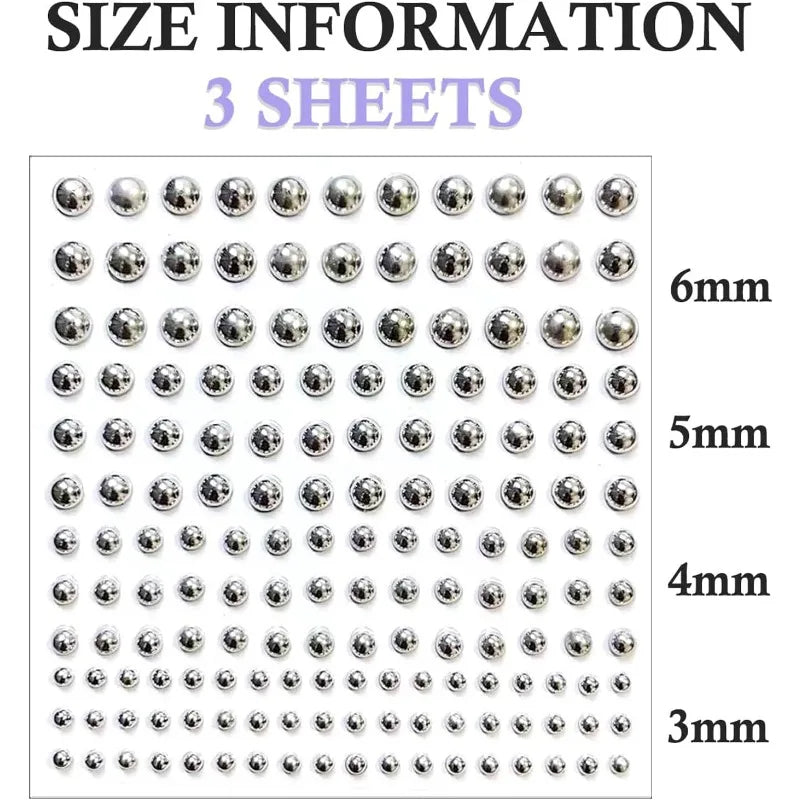 Silver Face Gems & Nose Stud Stickers – 3 Sheets, Punk Cosplay Face Gem Stickers Axl