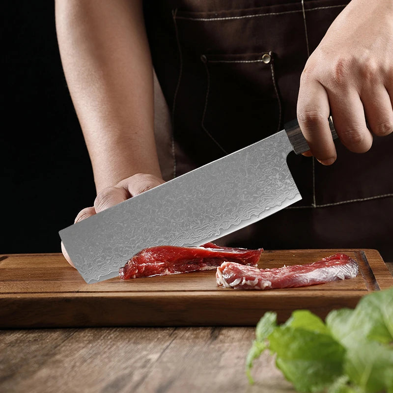 Kiritsuke Damascus Steel Chef Knife – Octagon Wood Handle Damascus Chef Knife Axl