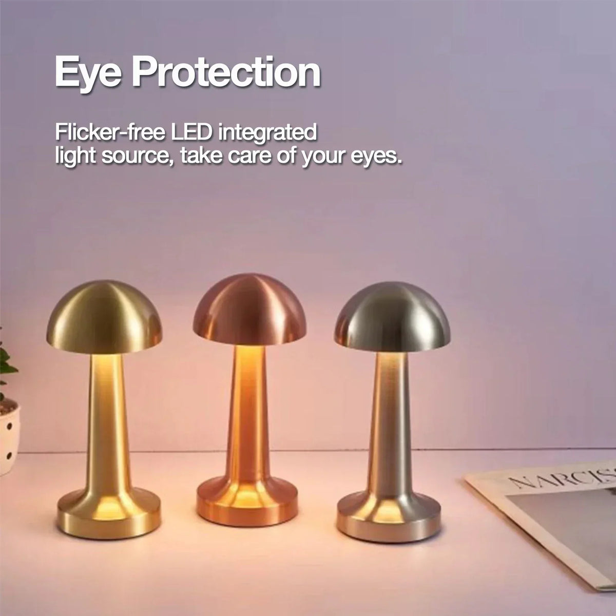 Rechargeable LED Touch Table Lamp | Dimmable Metal Night Light LED Table Lamp Axl