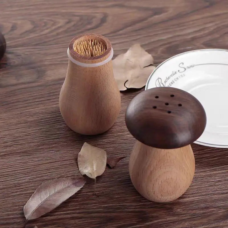 Solid Wood Mushroom Toothpick Holder – Retro Home Decor Toothpick Holder Axl