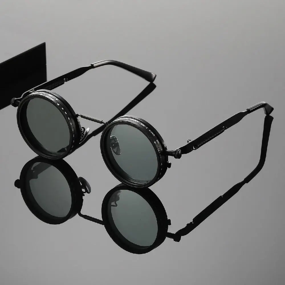 Retro Round ND9 Sunglasses – 9-Level Dimming Anti-UV Lenses Outdoor Sunglasses Axl