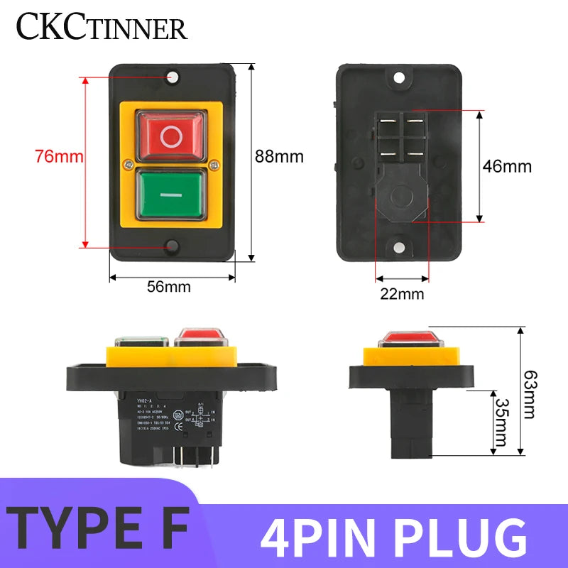 YH02A IP55 Electromagnetic Push Button Safety Switch – KLD28A KJD17A Push Button Switch Axl TYPE-F 4PIN PLUG 220 V