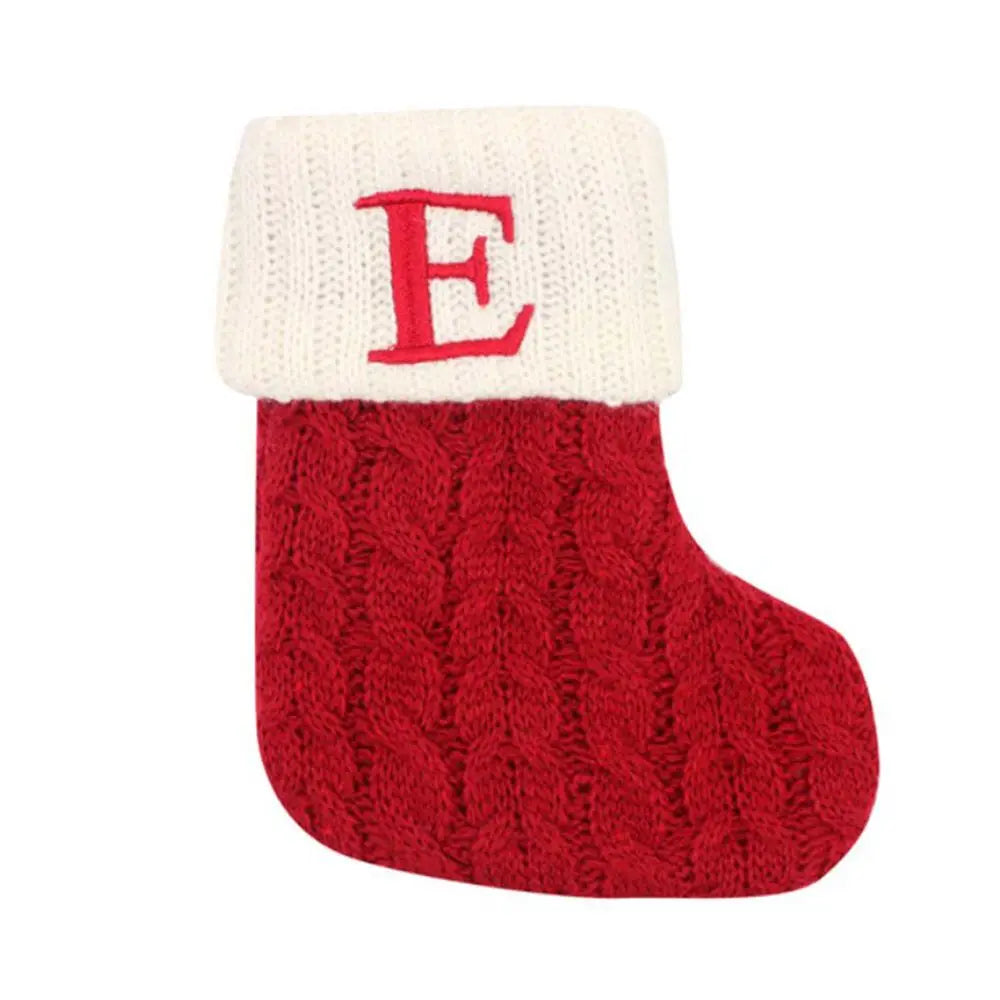 Knitted Christmas Stocking – Alphabet Letter Xmas Décor Gift Christmas Stocking Axl E