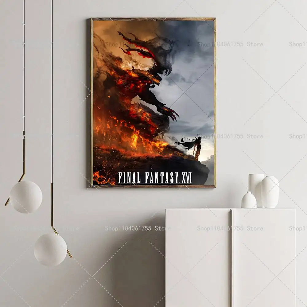 Final Fantasy XVI Game Poster – Self-Adhesive Wall Art Print Wall Art Poster Axl