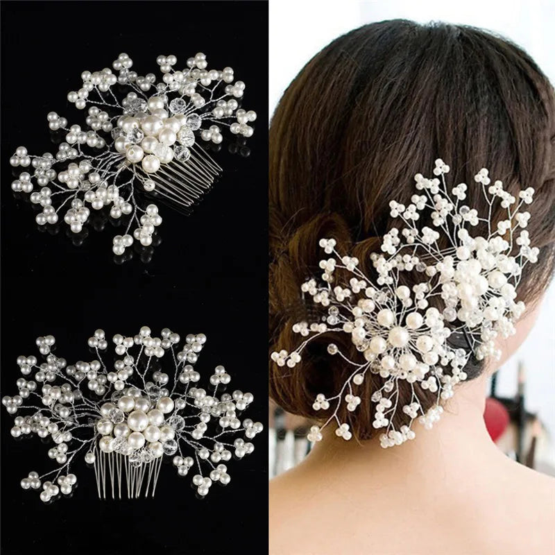 Bridal Crystal Pearl Flower Hair Clip | Wedding Hair Accessory Bridal Hair Accessory Axl