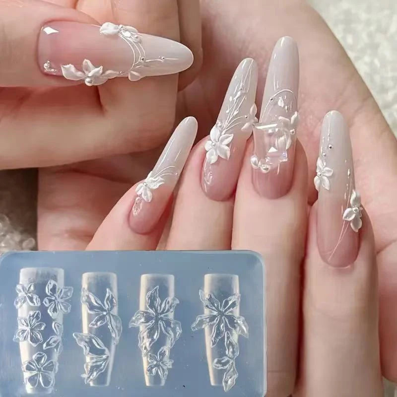 3D Silicone Nail Carving Mold – Lily & Ice Flower DIY Art Nail Art Mold Axl