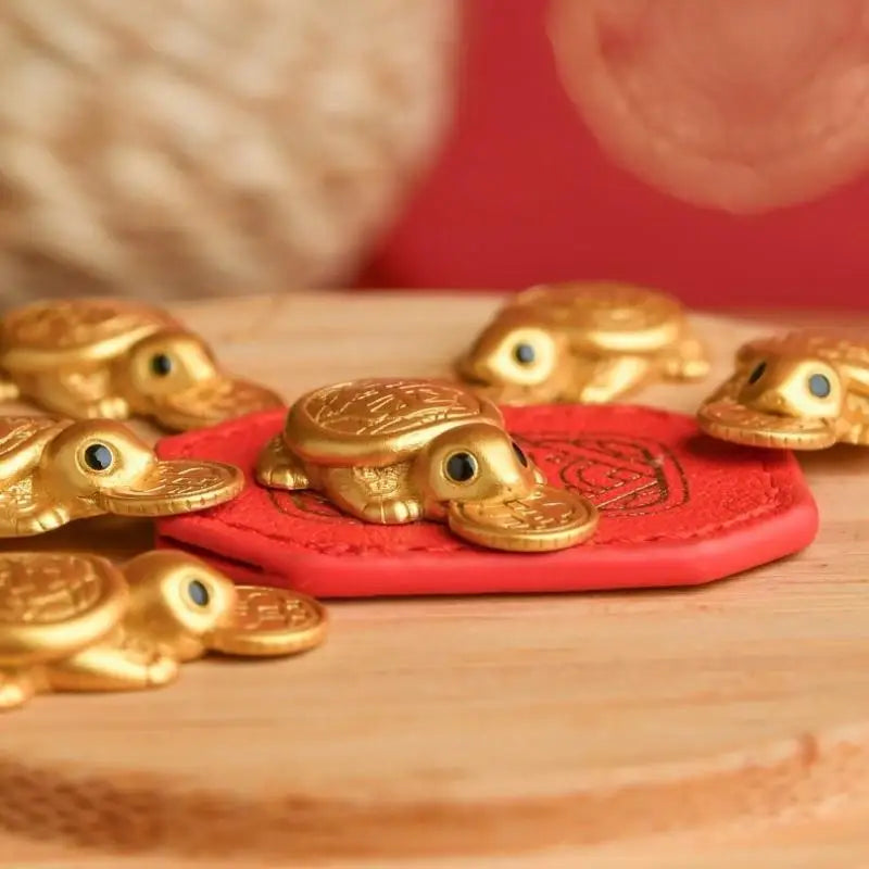 Feng Shui Lucky Turtle Wallet Charm – Gold Money Ornament Lucky Charm Ornament Axl
