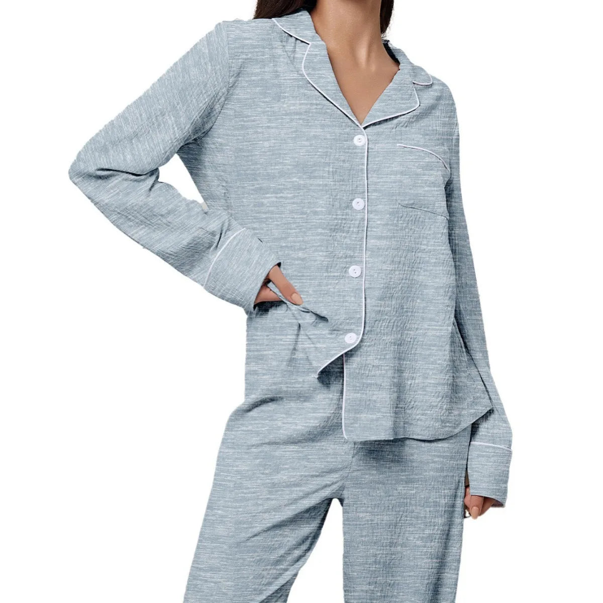 Women's Lapel Pajama Set – 2-Piece Long Sleeve Loungewear Women's Pajama Set Axl