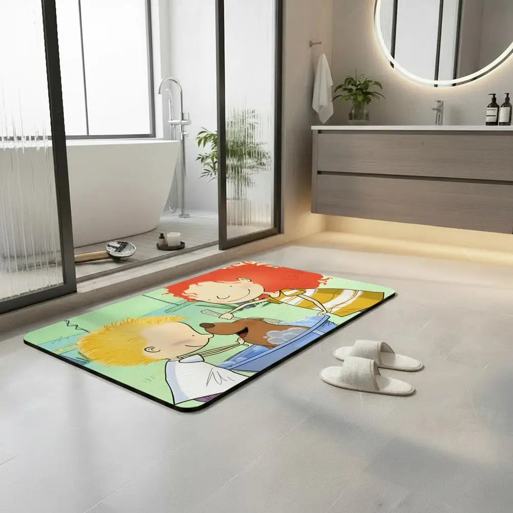 Cartoon Diatomite Bath Mat – Quick Dry, Absorbent, Non-Slip Diatomite Bath Mat Axl