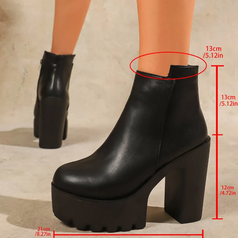 UXST Women's Platform Ankle Boots – Super High Square Heel Platform Ankle Boots Axl black 41