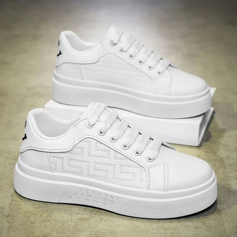 Men's Platform Sneakers – Lace-Up Leather Casual Skateboard Shoes Men's Casual Sneakers Axl