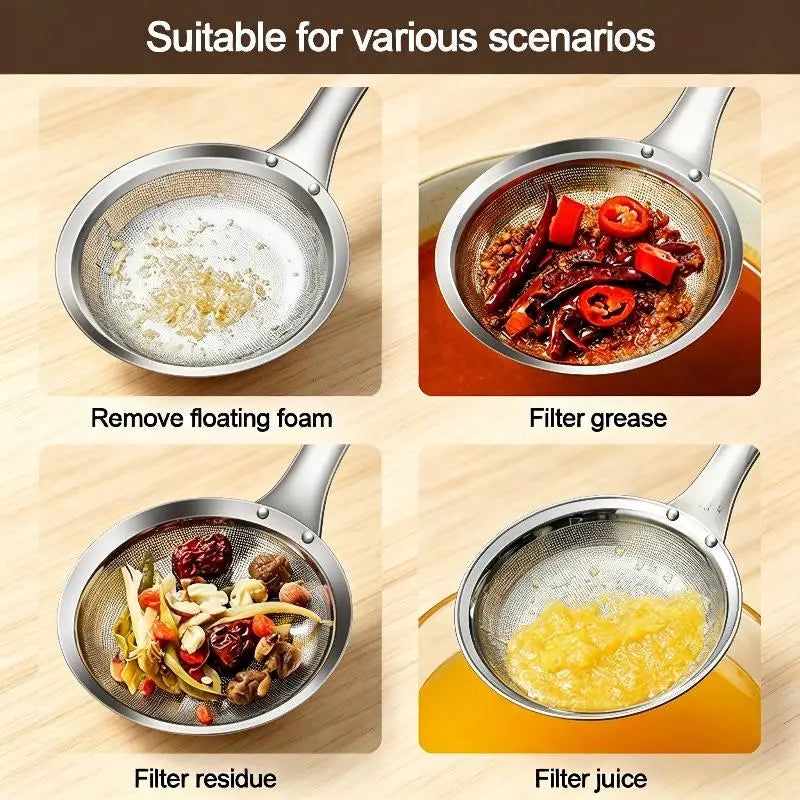 316 Stainless Steel Fine Mesh Skimmer Spoon | Fat & Foam Strainer Kitchen Skimmer Spoon Axl
