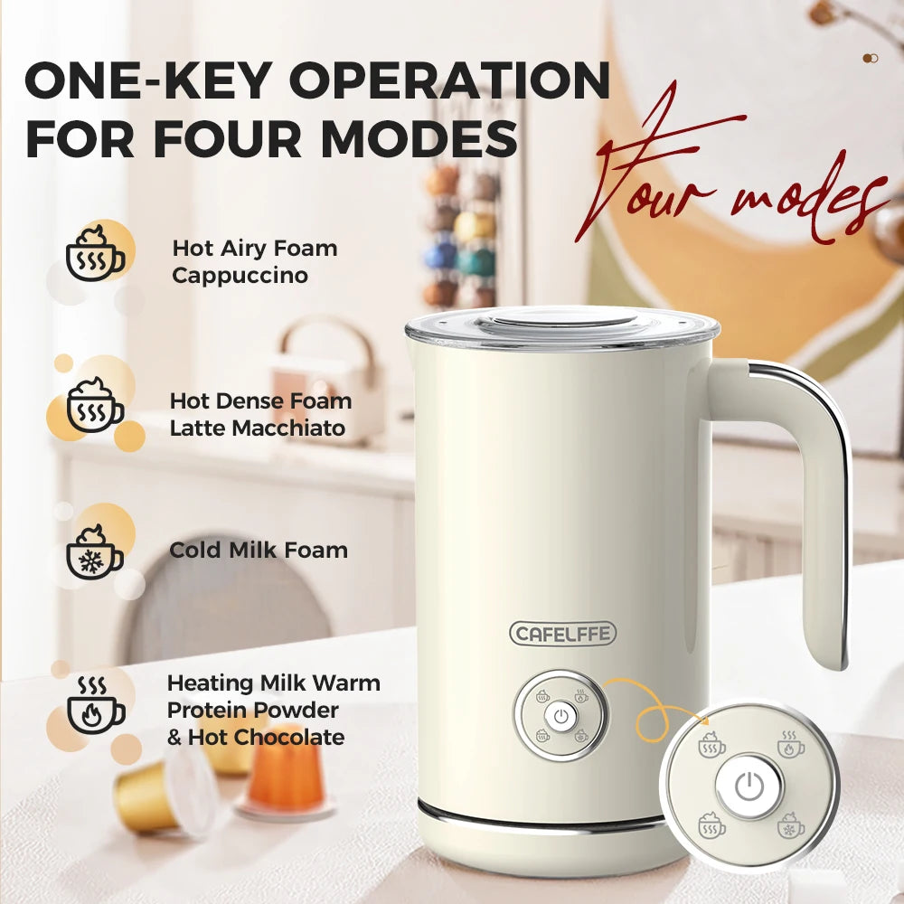 Cafelffe 4-in-1 Electric Milk Frother & Warmer | 240ml Electric Milk Frother Axl