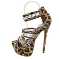 Women's Leopard Platform High Heel Sandals | Metal Rivet Party Platform Heel Sandals Axl Leopard print 40