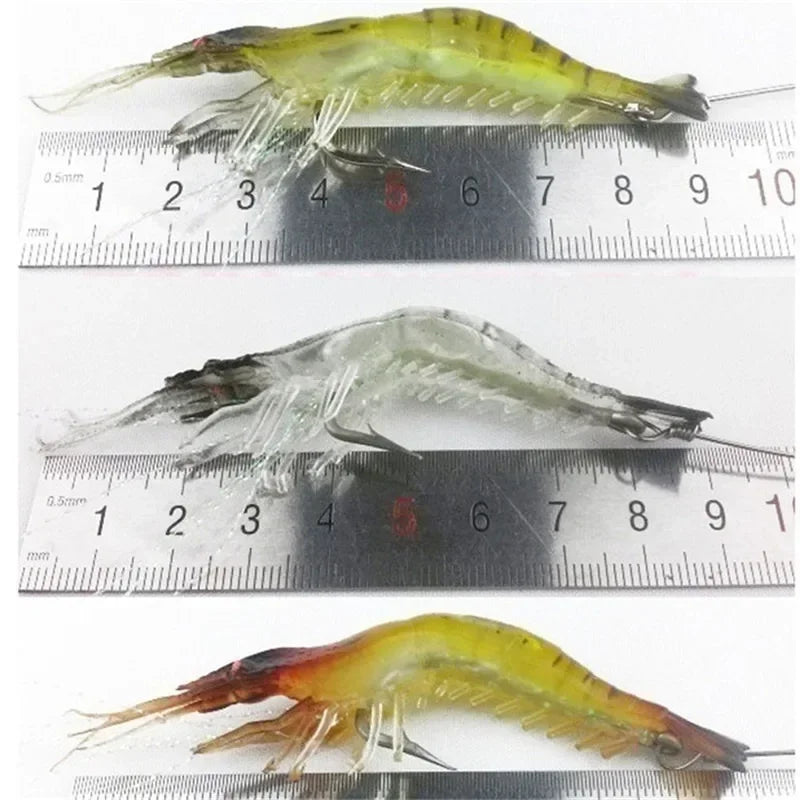 Luminous Soft Shrimp Fishing Lure 9cm Sinking Bait with Hook Soft Fishing Lure Axl Random 1 Pcs