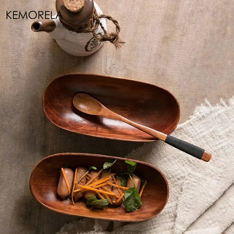 Solid Wood Boat-Shaped Snack & Sushi Serving Plate | KEMORELA Wood Serving Plate Axl