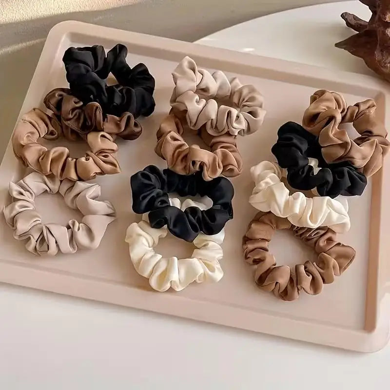 4-Pack Vintage Silk Scrunchies – High Elasticity Hair Ties Silk Hair Scrunchies Axl