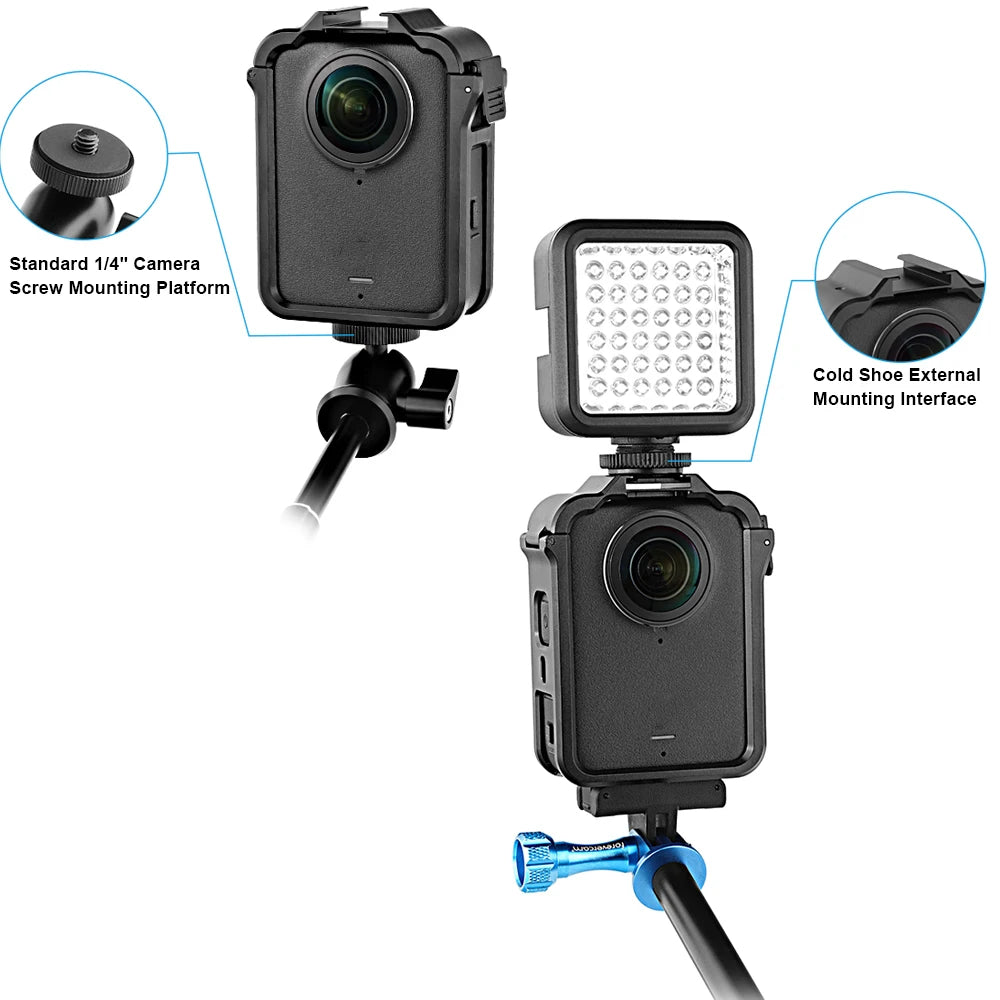 Metal Cage for DJI Osmo 360 – Cold Shoe Mount Rig Frame Camera Cage Rig Axl