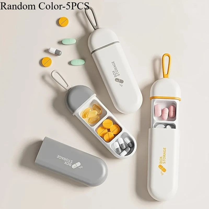 3-Compartment Pill Organizer with Loop – 5 or 20 Pack Pill Organizer Axl Random Color-5PCS
