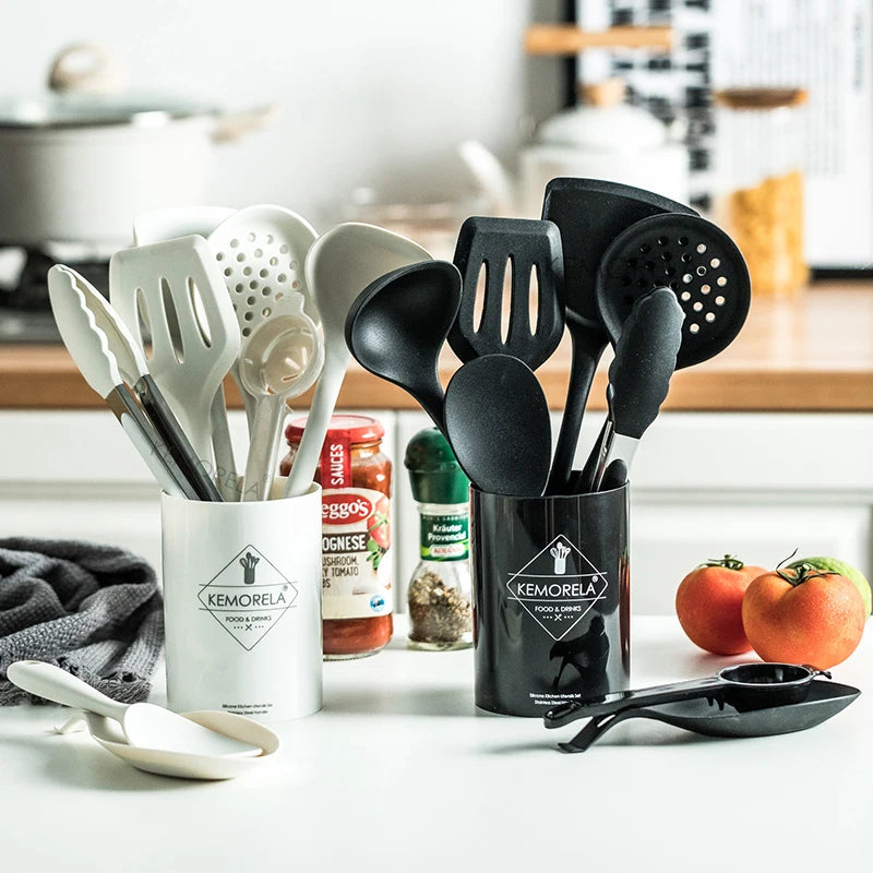 KEMORELA 9-Piece Silicone Kitchen Utensil Set | Non-Stick Silicone Utensil Set Axl