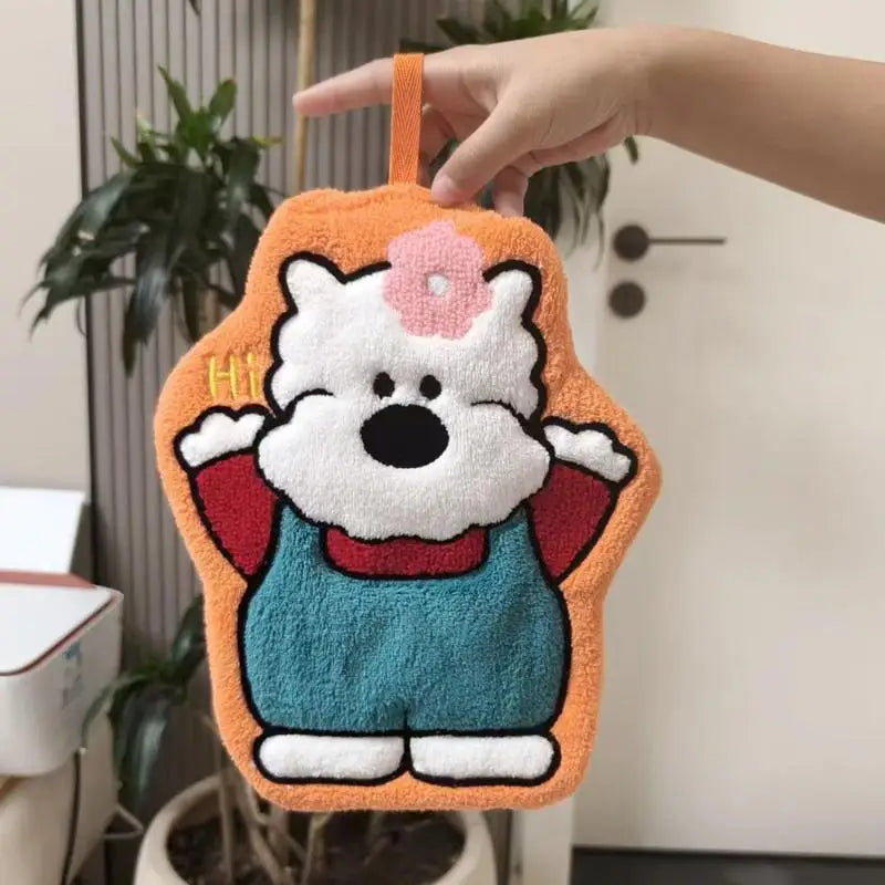 Cute Puppy Cartoon Hand Towel – Quick-Dry Coral Fleece Cartoon Hand Towel Axl A5