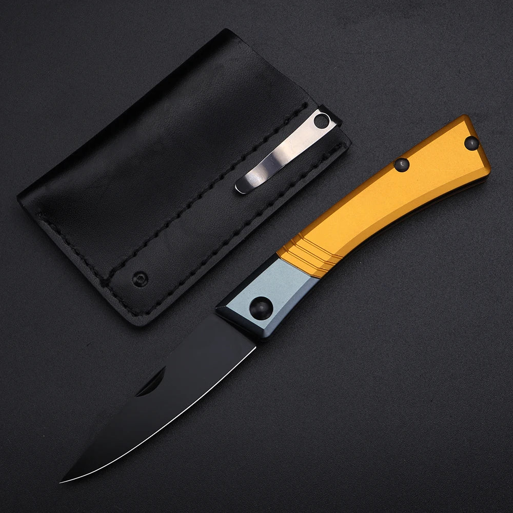 XUAN FENG M390 Folding Pocket Knife – Sharp Carbon Steel EDC Folding Pocket Knife Axl YELLOW