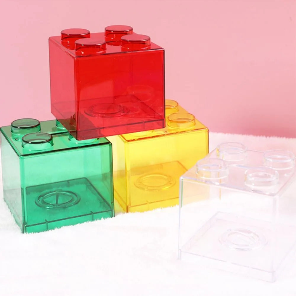 Building Block Piggy Bank – Transparent Plastic Coin Saving Box Piggy Bank Toy Axl
