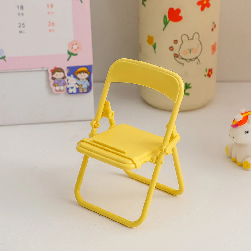 Mini Chair Phone Stand – Cute Portable Folding Desktop Holder Phone Stand Axl Yellow